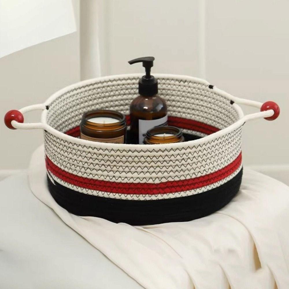 Large Capacity Cotton Rope Storage Box Handmade Desktop Organizer  Living Room