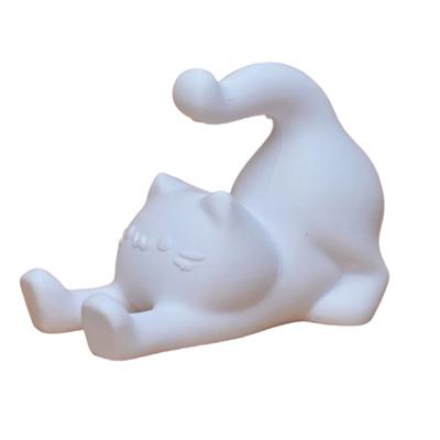Suport Telefon Mobil Pisică Întinsă Imprimat 3D Statuie Pisică Desen Animat Suport Smartphone pentru Decor Birou Acasă