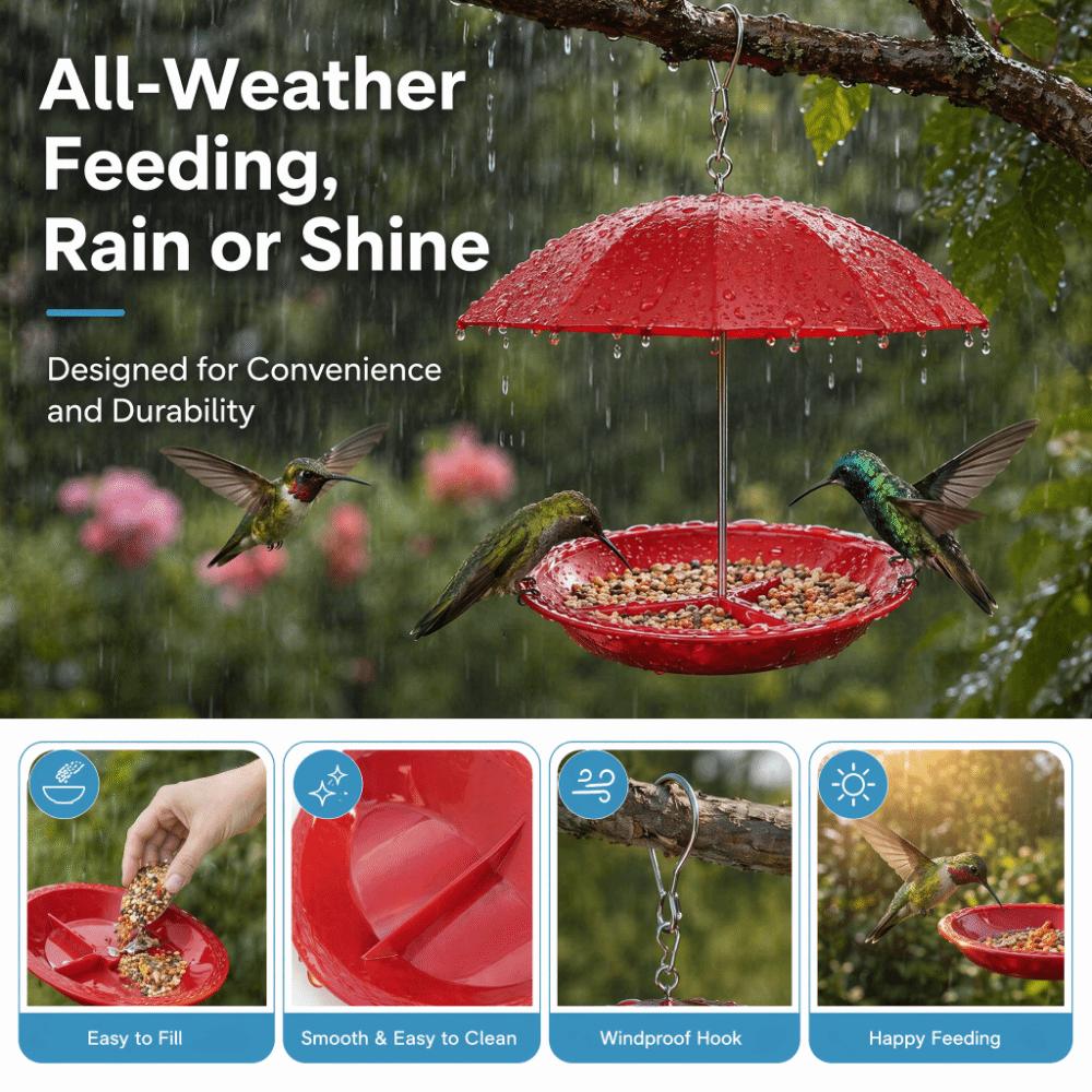 Mangiatoia per Uccelli a Ombrello Resistente alle Intemperie Protezione UV Bevitore d'Acqua per Uccelli Bird Watching