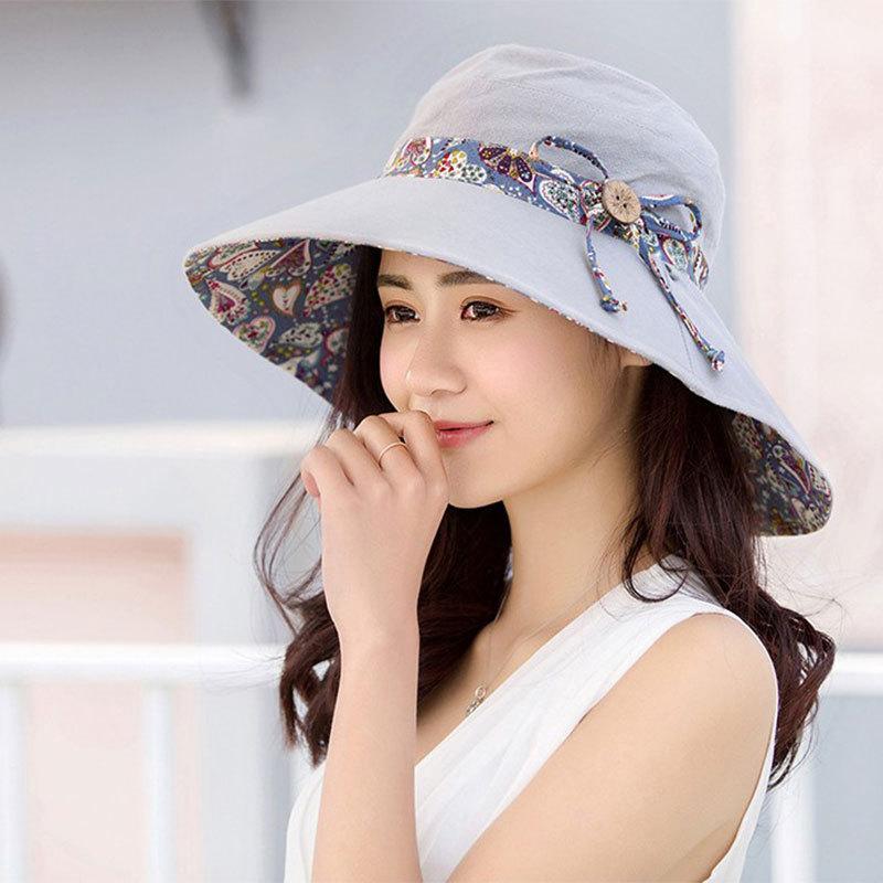Summer ladies, sun hat, sun hat, outdoor visor hat, folding large edge beach hat, versatile