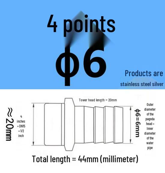 304 Stainless Steel Hex Threaded Water Hose Barb Connector