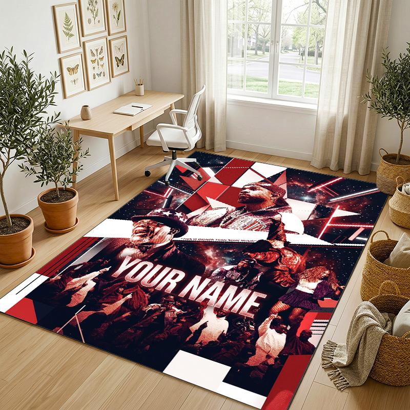 Personalized Crystal Velvet Carpet,Kendrick Lamar Custom Printed Name, Plush Area Rug For Home Indoor Decor