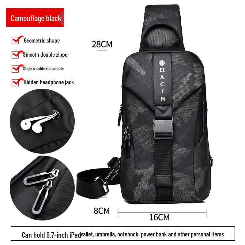 Men's Lightweight Oxford Crossbody Chest Bag
