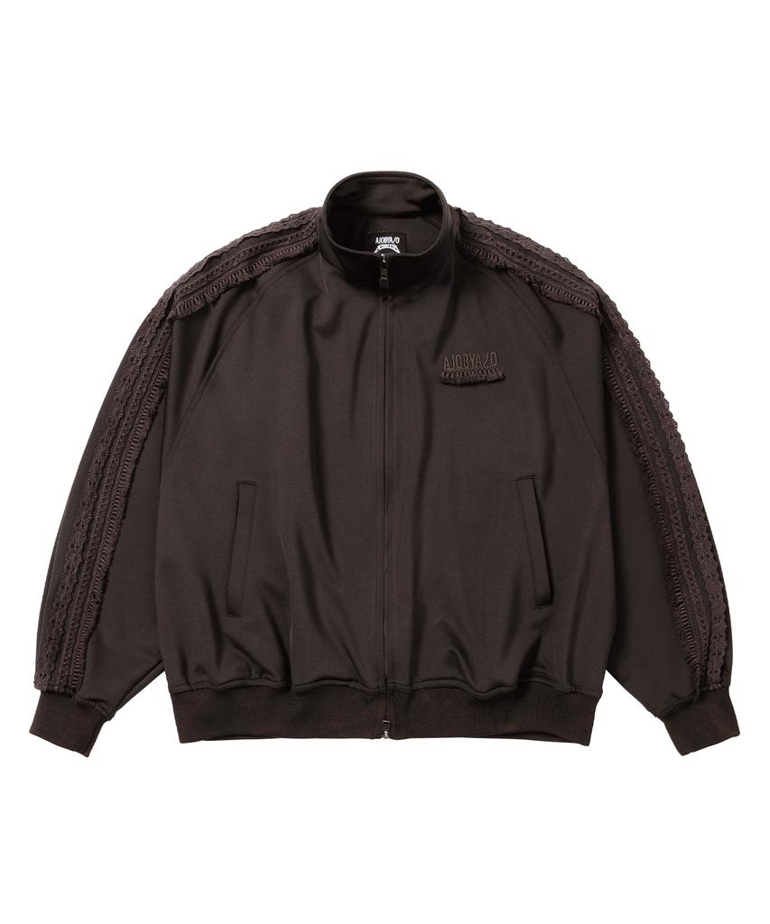 AJOBYAJO Multi Lace Trim Raglan Track Jacket [Dark Brown]