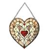 Heart-Shaped Stained Acrylic Window Hanging,Red Heart Acrylic Window Decor Stained Panel Hangings Wall Art Decor for Valentine's Day Birthday Home