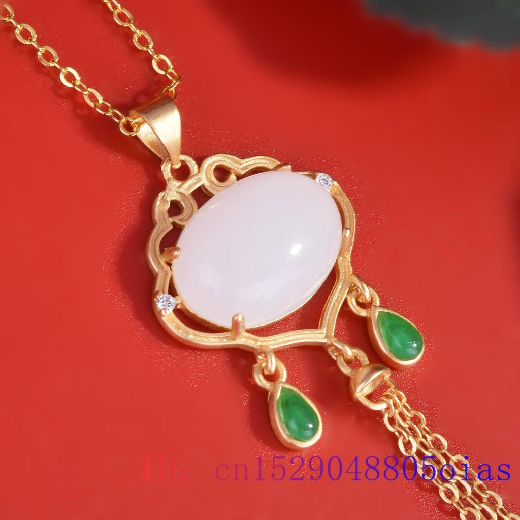 White Jade Necklace Pendant Jewelry Vintage Necklaces Carved Man Natural 925 Silver Chain Real Fashion Accessories Amulet