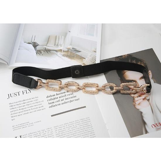 Elastic Elastic Belt Women'S Personalized Chain Decoration With Skirt Coat Suit Temperament Waist Seal Trendy