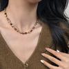 Maillard Tiger's Eye Brown Pearl Beaded Necklace - High-End Women's Sweater Chain for Autumn/Winter 2025