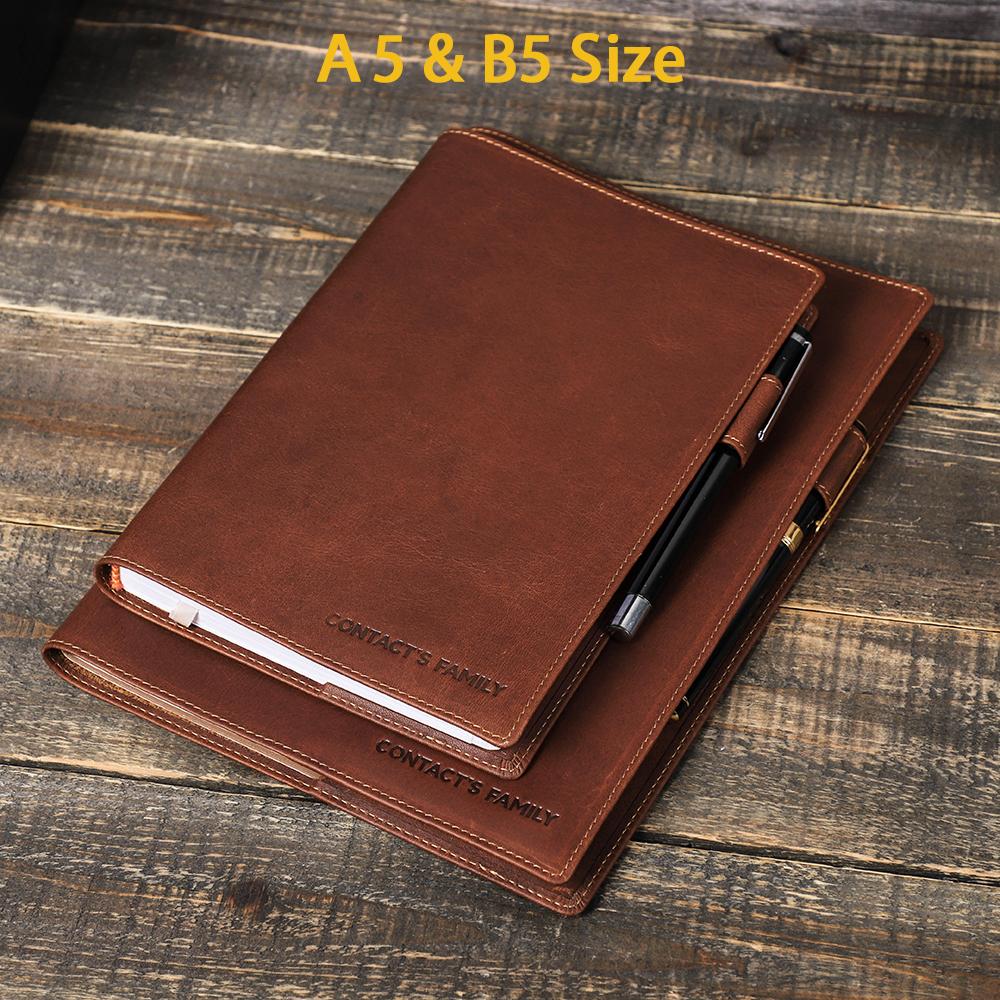 Dropship B5 Leather Notebook Cover Minimalist Crazy Horse Leather Book Sleeve with Pen Loop Retro Journal Coverfor School Office