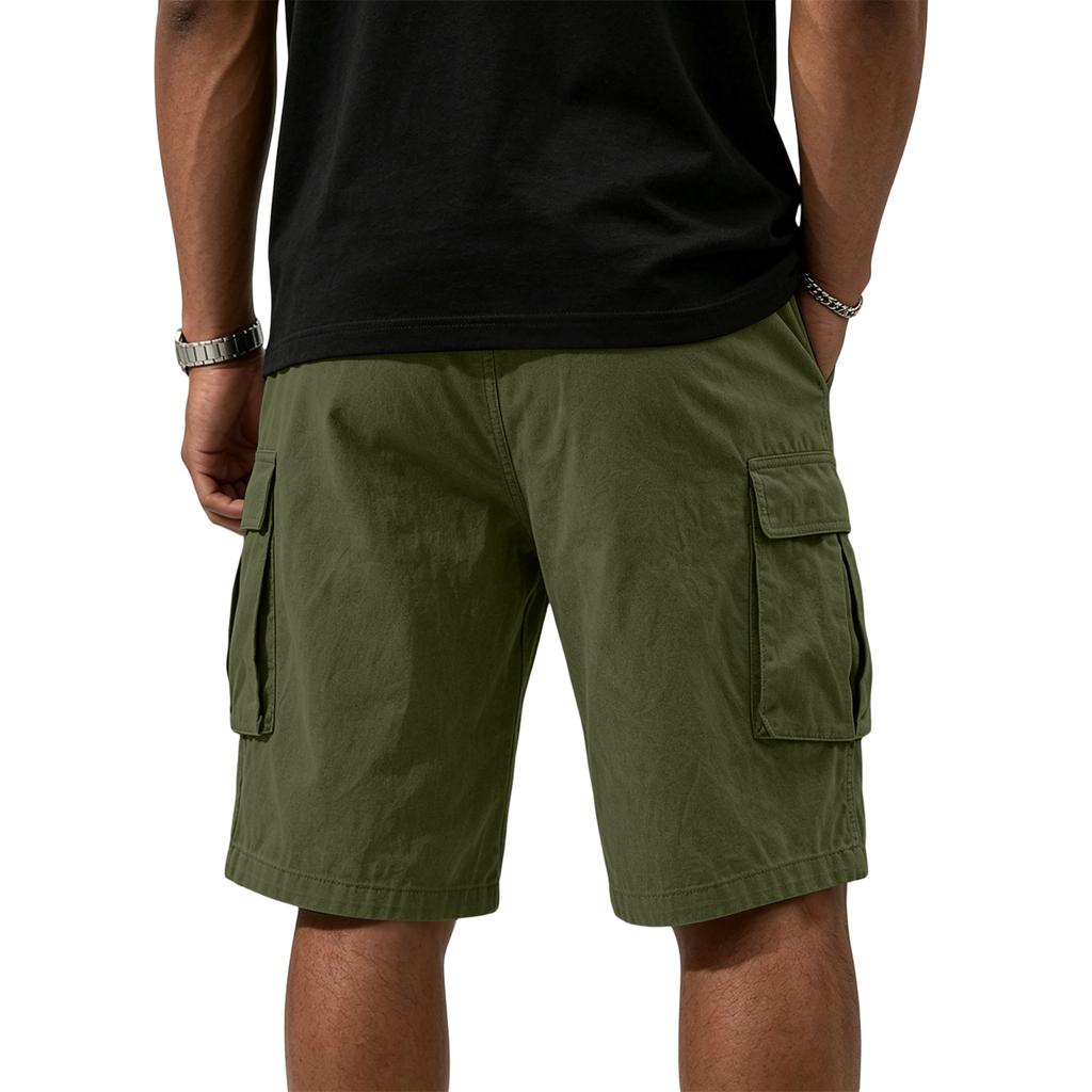 Mens Cargo Shorts Multi Pocket Drawstring Waist Relaxed Fit Workwear Style Casual Cotton Short Pants for Outdoor Activities