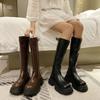 Small Retro Versatile British Style Thin Boots Women's 2025 Summer and Autumn New Heightening Thick-soled Comfortable Knight Boots