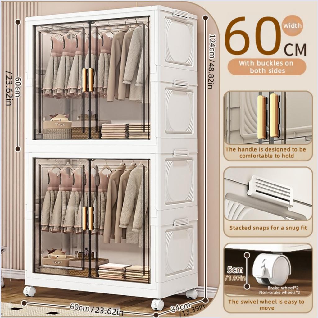 Foldable plastic storage box simple wardrobe for home bedroom closet toy storage cabinet no installation required