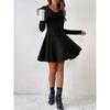 2025 Spring Autumn Knitted V-neck Long Sleeve Sweater Dress Elegant Slim Fit Women Casual Simple A-line Short Dress Fashion Solid Color Party Clothing