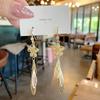 Korean Trend Flower Earrings Long Tassel Ear Line Crytal Chain Drop Earrings For Women Girls Daily Jewelry Party Gifts