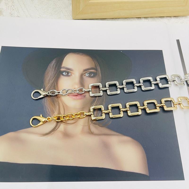 Silver Metal Square Chain Waist Belt For Women Summer Casual Fashion Accessory