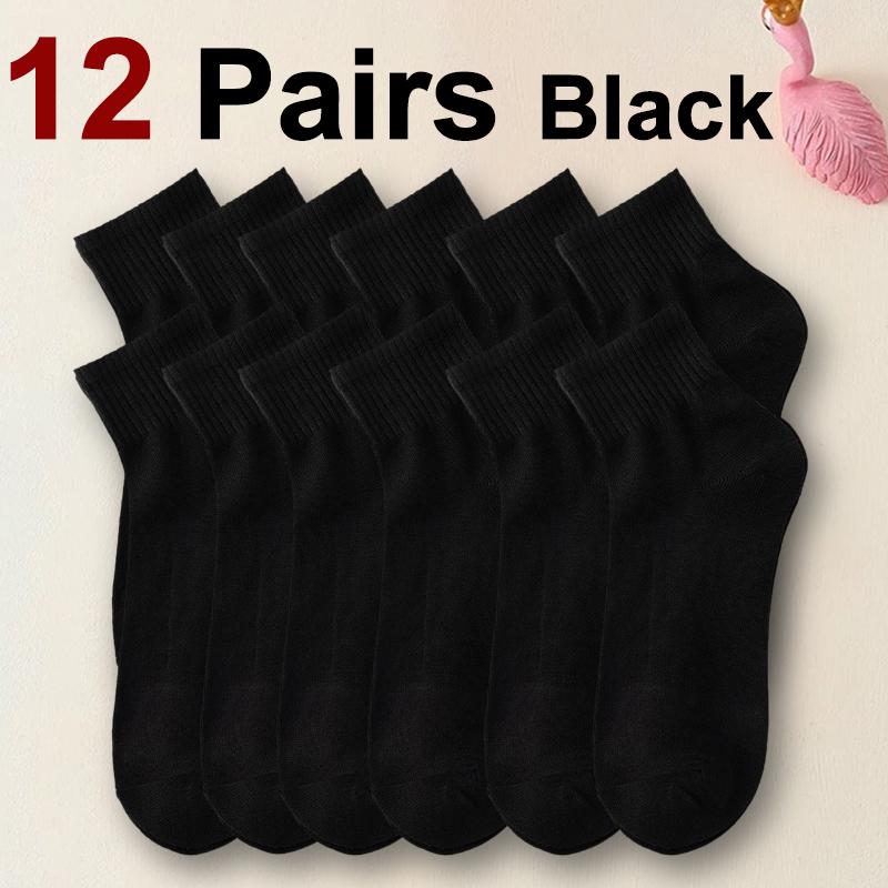 6/12/30 Pairs Men Mid Socks Business Sports Sweat Absorption Breathability Spring Summer Solid Color Soft No Pilling Casual Sock