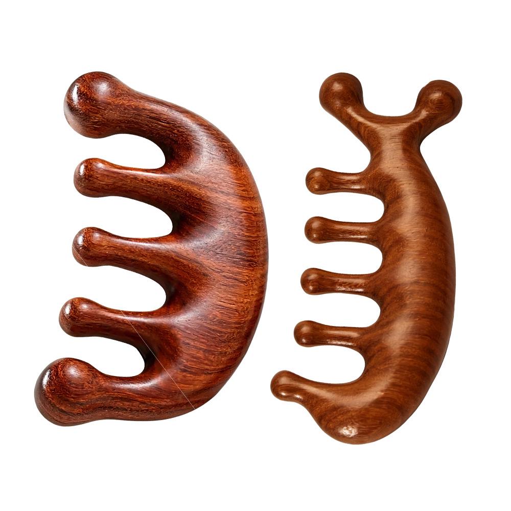 Red Sandalwood Scalp Massage Comb for Gua Sha Therapy and Beauty.