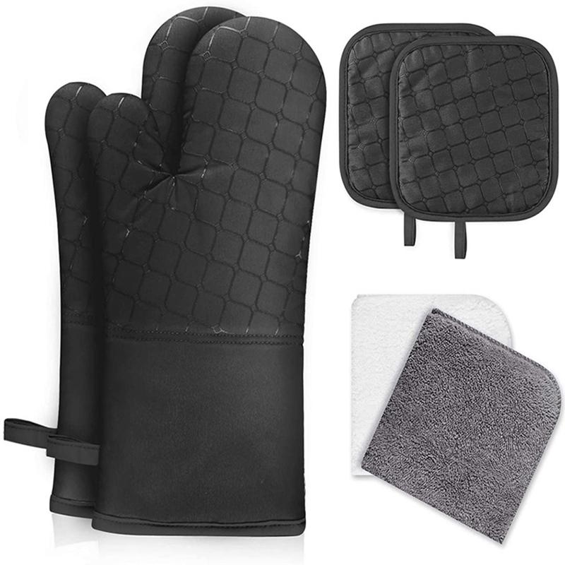 

Прихватки и прихватки для кастрюль, набор из 6 предметов, кухонные прихватки для духовки, высокотемпературные, очень длинные, прихватки и прихватки для кастрюль