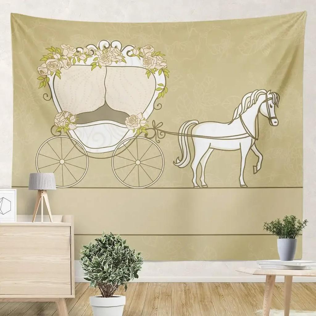 Princess Carriage Cartoon Tapestry Office Living Room Decoration Home Wall Tapestry