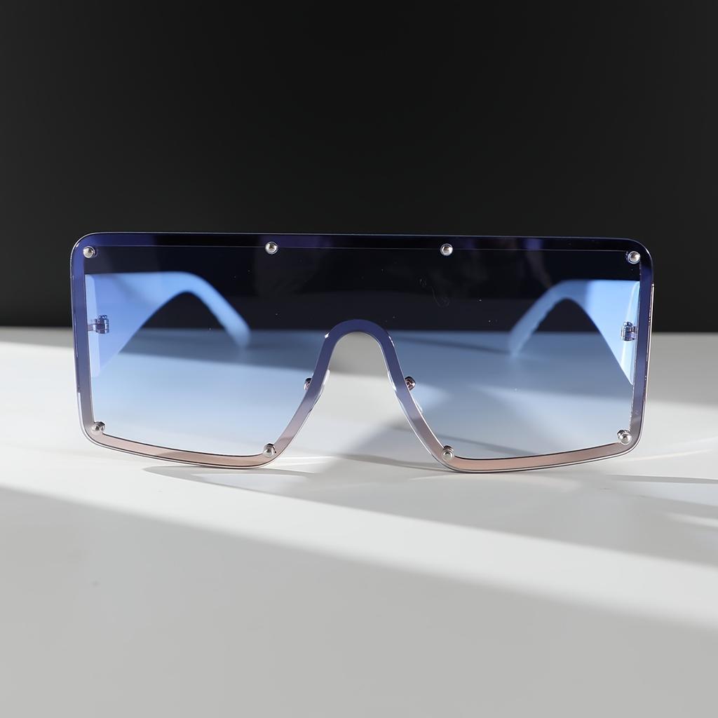 1 Pair of Women's -color Frameless Square Bar-retaining Rivet 1pc Large-frame Spicy European and American Fashion Glasses