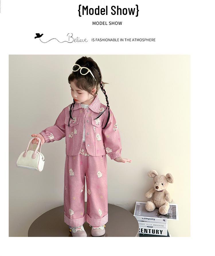 Spring 2025 Stylish Cartoon Two-Piece Set for Baby Girls