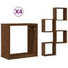 VidaXL Étagères murales sous forme cube 4 pcs chêne marron 30x15x30cm, stockage en forme de cube, organisateur en forme de 815886