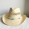 Summer Men's Women's Vintage Western Cowboy Hat Handmade Straw Weaving Beach Sun Hat Gentleman Lady Cowgirl Jazz Hat Bohemian