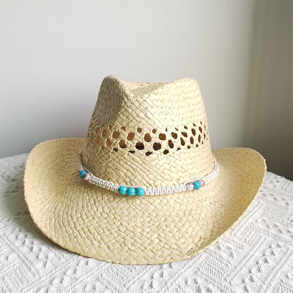 

Summer Men s Women s Vintage Western Cowboy Hat Handmade Straw Weaving Beach Sun Hat Gentleman Lady Cowgirl Jazz Hat Bohemian
