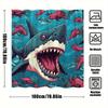 1Pc Shark Bath Curtain Playful Cartoon Style With Big Tooth Predator Pink Eyes Small Red Fish Coral Reefs Underwater Ocean Scene