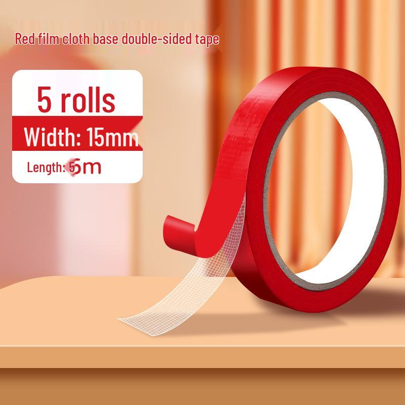 High-Viscosity Red Cloth Tape - Double-Sided, No Residue, Ideal for New Year and Spring Festival Decorations.