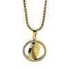 Catholic Rotatable Saint Benedict Cross Pendant Necklace for Women Men Stainless Steel Rhinestones San Benito Box Chain Jewelry