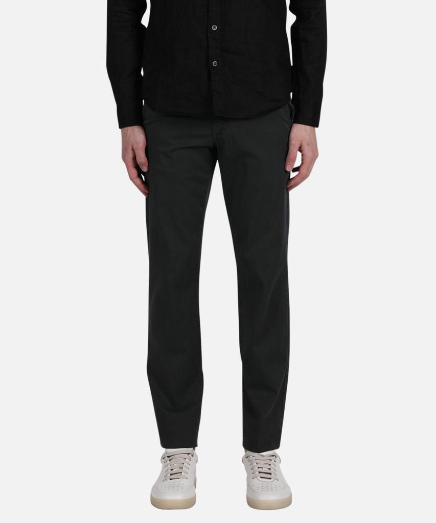 PANICALE Charcoal Slim Fit Dyed Cotton Pants