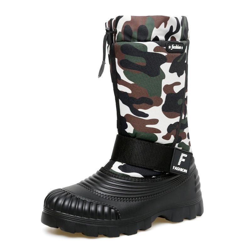 Men's Winter Warm Snow Boots Rubber Hiking Boots Outdoor Knee High Camouflage Duck Boots Waterproof  Plus Size