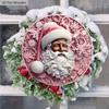 Pink Christmas Wooden Sign with Black Santa Claus Pattern - Navidad Round Sign for Door Wall Hanging Decor - Ideal Christmas Decoration
