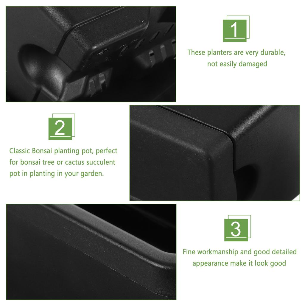4Pcs Plastic Rectangular Window Box Planters Flower Pots for Indoor Outdoor Bonsai Vegetable Planting with Saucers