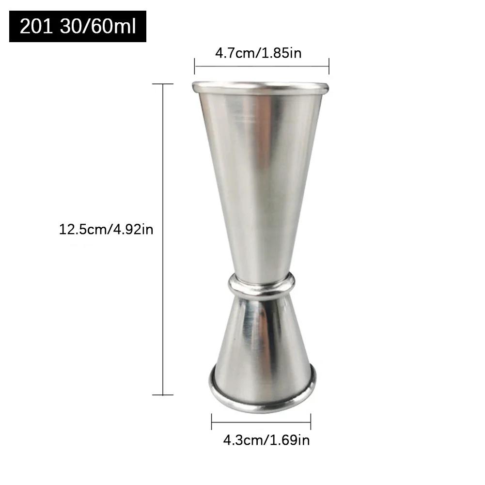 15/30ml 25/50ml 30/60ml Stainless Steel Measuring Cups Bar Party Wine Cocktail Shaker Dual Shot Jigger Liquid Drinks DIY Tool
