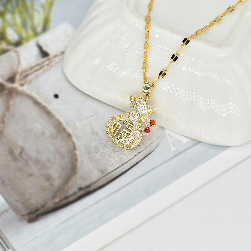 Hollow Money Bag Necklace Women'S Simple And Versatile Temperament Style Street Auction Style Personality Temperament Single Product Necklace