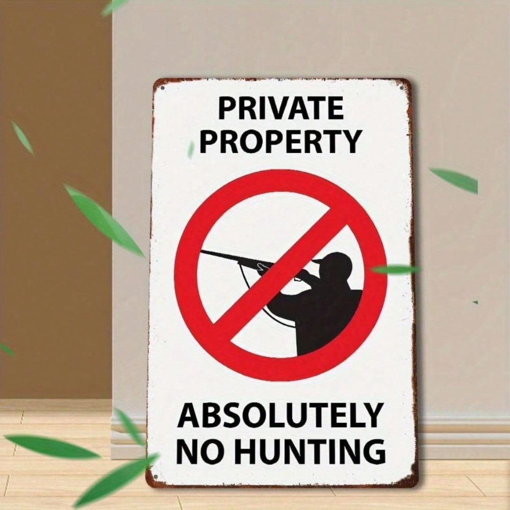 Vintage No Hunting Metal Sign, Rustic Iron Wall Plaque, Farmhouse Cabin Bar Decor