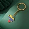 EUEAVAN Drip Oil Venezuela Map Pendant Keychain Stainless Steel Venezuelan Country Flag Keyring Patriotic Jewelry Gift