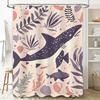 Whimsical Underwater Life Bathing Curtain Pink Coral Fish Print Shower Curtain for Bathroom Decorations 72x84 (360x51cm)