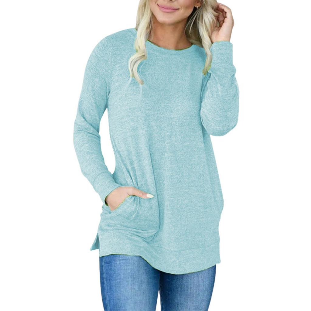 Women Tunic Long Sleeve Round Neck Sweatshirts Tops