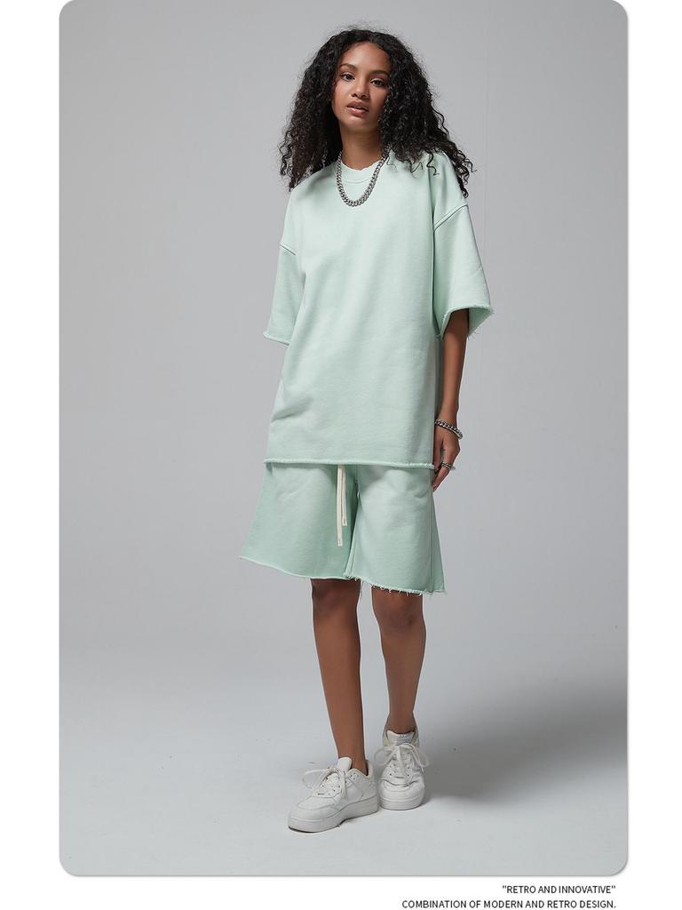 ARTIE Herren 2024 Sommer Spraygefärbtes Distressed Kurzarm-Shorts-Koordinationsset