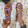 Large size flat-bottomed slippers, new color matching round head open-toed slippers, casual beach sandals