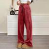 Pantalon de pyjama pour femme en peluche, pantalon de nuit doux, taille élastique, pantalon de couleur unie avec 2 poches