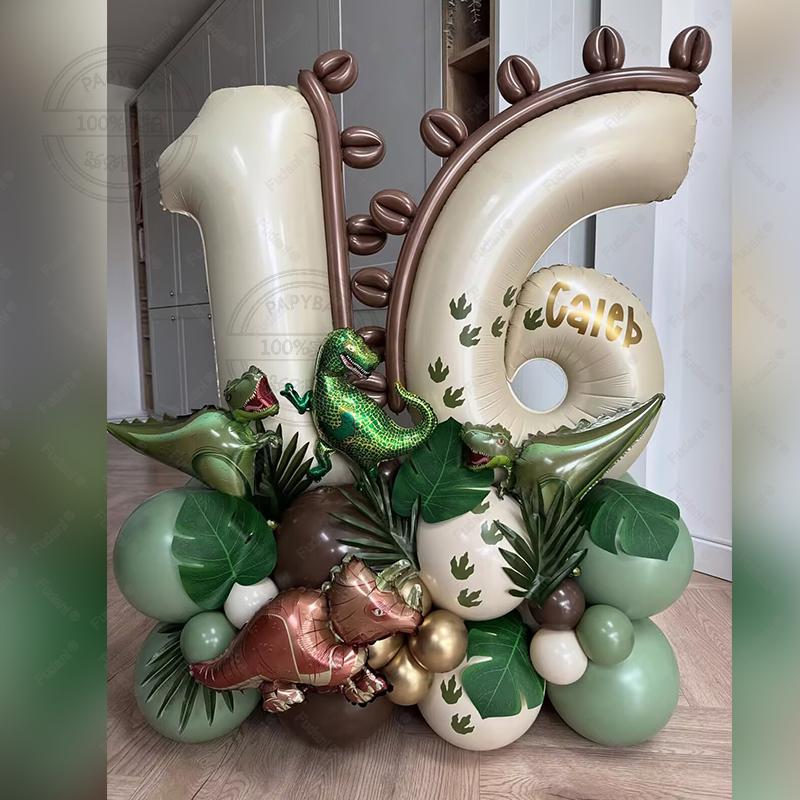 54pcs Jungle Theme Dinosaur Party Balloon Arch Set for Boy Wild One 1-9st Birthday Party Decoration Baby Shower First Birthday