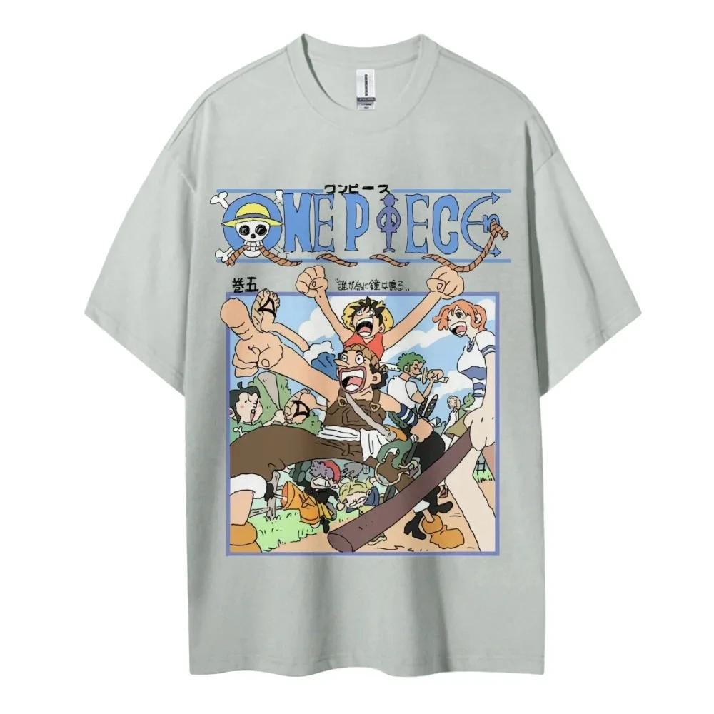 One Piece Animation Derivate Luffy Usopp Druck Herren und Damen Sommer Mode Atmungsaktiv Street Kurzarm T-Shirt