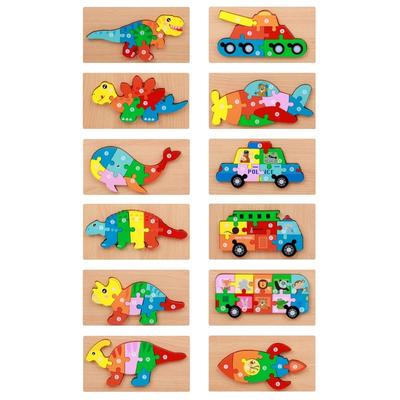 Dinosaur, Vehicles Puzzles for Kids Toddler Wooden Puzzle Toy for Age 3-5 Kindergarden Girls Boys Gift for Birthday