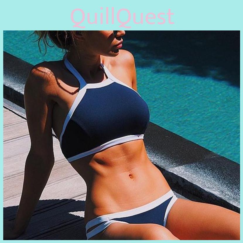 Elegant Summer Women Casual Swimsuit Push Up Beachwear Bikini With High Padded Waist