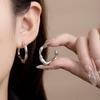 Silver Needle Geometric Heart Hoop Earrings - Retro & High-End Style for a Bold Look