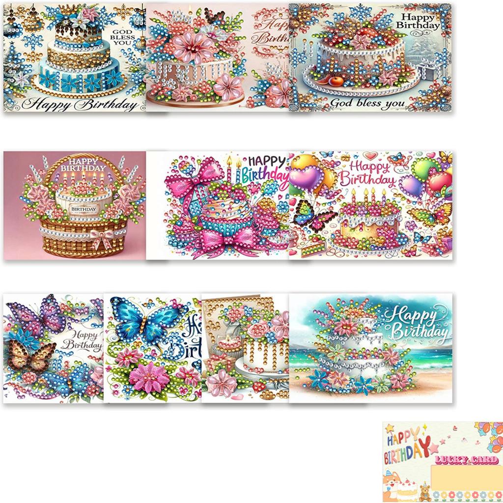 10pcs DIY Diamond Painting Party Event Gift Card Multi-Purpose Rhinestone Scratch Cards Partial Drill Shiny Scratch Gift Card